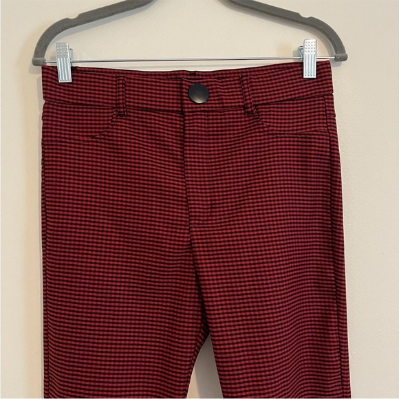 4/$25 Zara Women Red Skinny Pant Glen Plaid Check Large Stretch Casual Retro Y2K - Picture 10 of 15